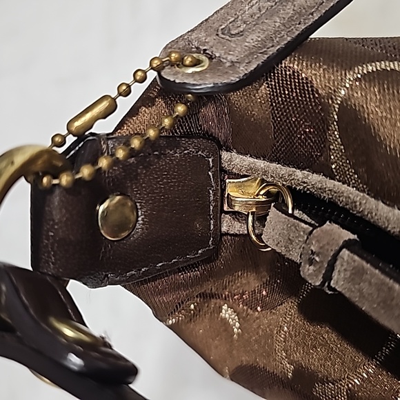 Coach Rare Find • Brown, Gold, Metallic Thread Beaded "C" Demi Collection - Picture 12 of 14